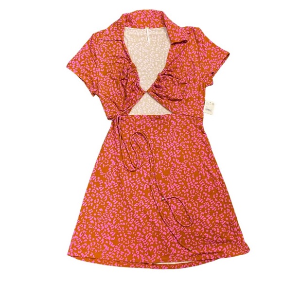 Free People Womens Cut Out Floral Mini Dress - Picture 14 of 14